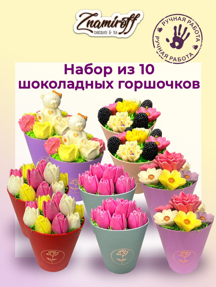  Цветы в горшочках Ассорти (коробка 10шт по 105-130г) в Кузнецке