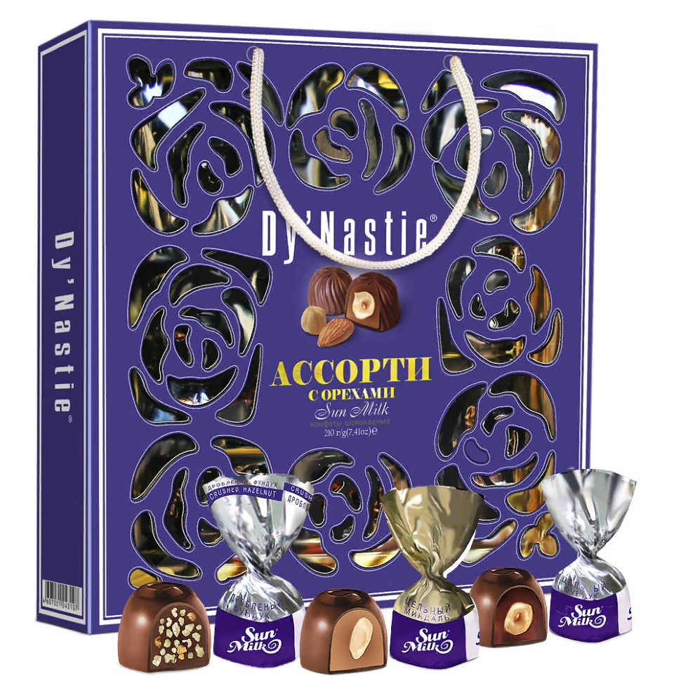  Династия Сумка Конфеты "Ассорти с орехами", 210г     в Кузнецке